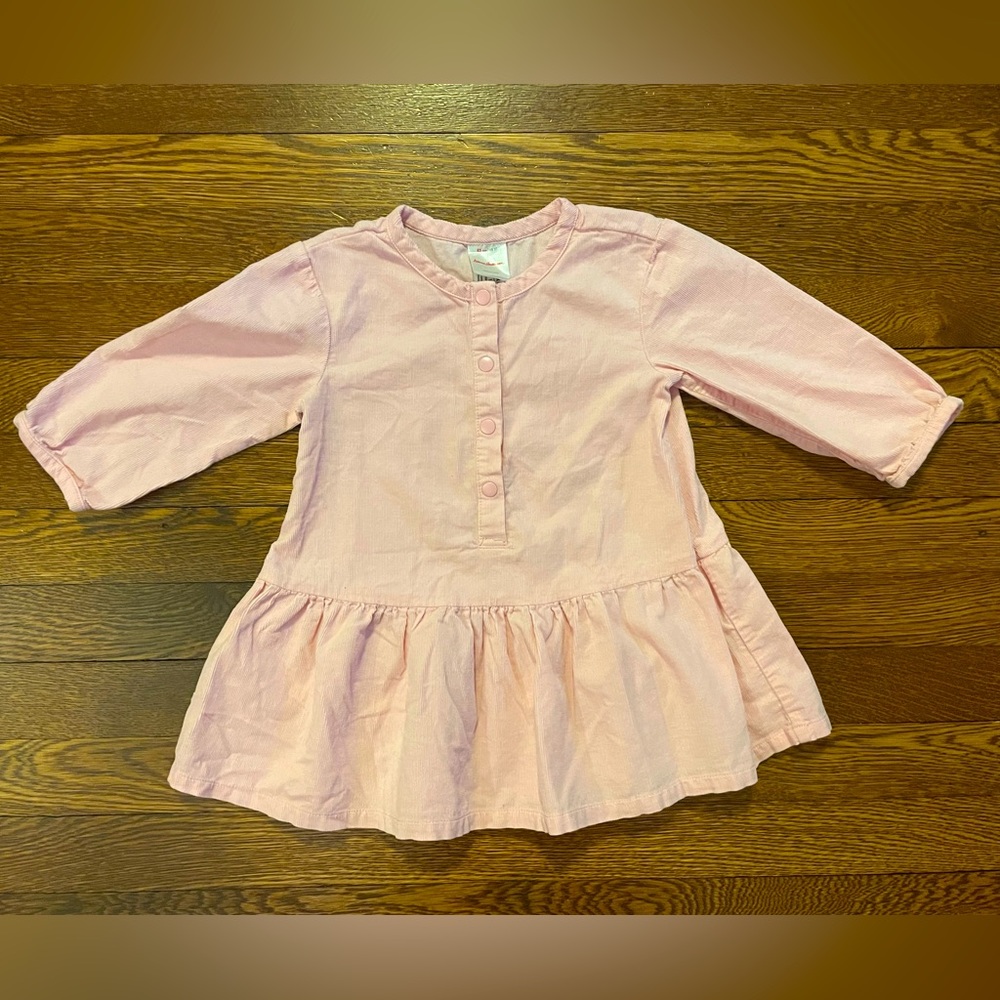 Hanna Andersson Light Pink Corduroy Button Up Dress Size 85 cm or 2T